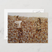 Feld der Tulpen Kaffee & Tintenzeichnung Postkarte (Vorne/Hinten)