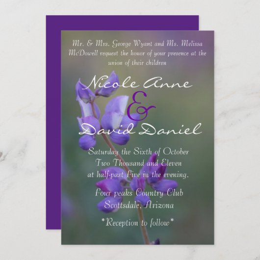 Feld der vertikalen Lupine-Einladung Einladung (Vorne/Hinten)