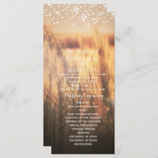 Feld der Weizen Rustikales Hochzeitsprogramm Rack Programm (Vorne/Hinten)