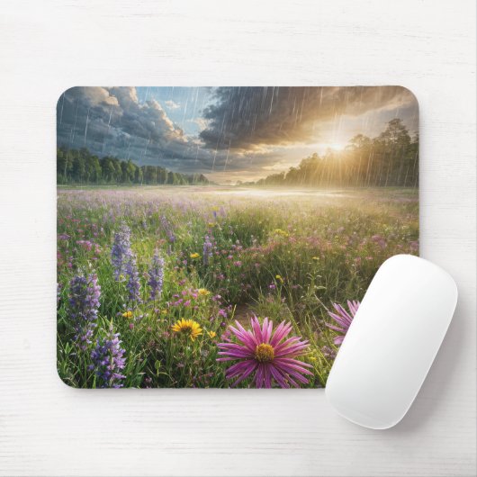 Feld der Wildblume mit Raindrops Mousepad (Mit Mouse)