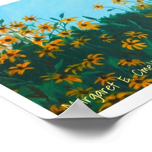 Feld der Wildblume Schwarz-Mit Augen Susans Malere Poster (Ecke)