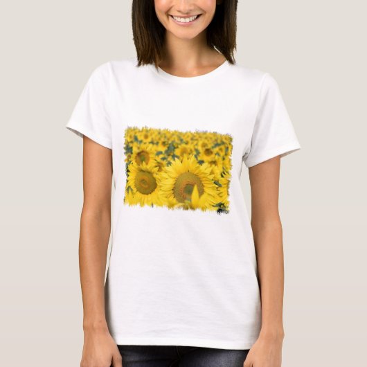 Feld des Sonnenblume-Damen-angepassten T - Shirt (Vorderseite)
