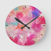 Feld für abstrakte Frühjahrsvorbereitung Blume Runde Wanduhr (Vorderseite)