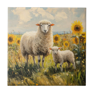 Feld für Schaf- und Lamellensonnenblumen Fliese