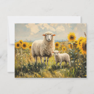 Feld für Schaf- und Lamellensonnenblumen Postkarte