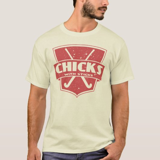 Feld-Hockey-Küken mit Stöcken T-Shirt (Vorderseite)