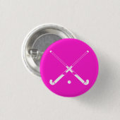 Feld-Hockey-Silhouette-Knopf-Rosa Button (Vorne & Hinten)