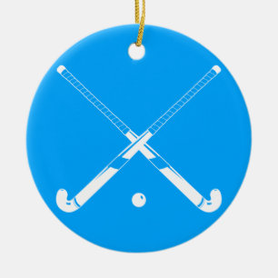 Feld-Hockey-Silhouette-Verzierungs-Blau Keramikornament