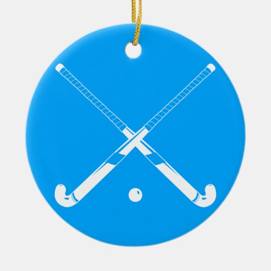 Feld-Hockey-Silhouette-Verzierungs-Blau Keramikornament (Vorne)