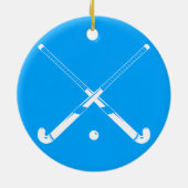Feld-Hockey-Silhouette-Verzierungs-Blau Keramikornament (Hinten)