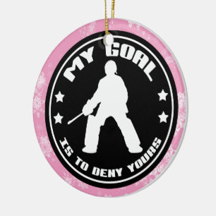 Feld-Hockey-Weihnachtsdekoration, Hockey-Tormann Keramik Ornament