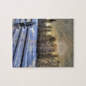 Feld im Winter Schnee bei Sonnenaufgang Puzzle (Horizontal)