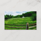 Feld in der Nähe von gewittertem Stall Visitenkarte (Rückseite)