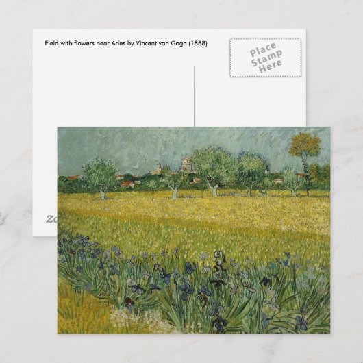 Feld mit Blume bei der Postkarte Arles (Vorne/Hinten)
