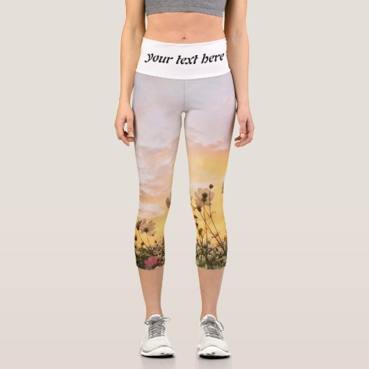 Feld mit Blume Capri Leggings (Vorderseite)