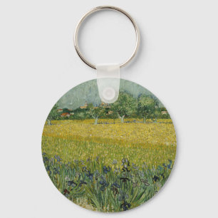 Feld mit Blume in der Nähe von Arles, Vincent Van Schlüsselanhänger