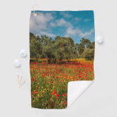 Feld mit Blume und Bäumen Golfhandtuch (Insitu)