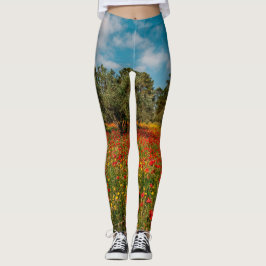 Feld mit Blume und Bäumen Leggings