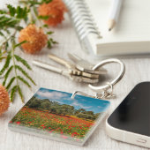 Feld mit Blume und Bäumen Schlüsselanhänger (Vorderseite rechts)