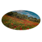 Feld mit Blume und Bäumen Schneidebrett (Ecke)