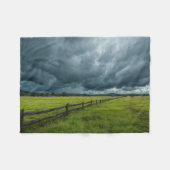 Feld mit Holzzaun Fleecedecke (Vorderseite (Horizontal))