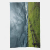 Feld mit Holzzaun Geschirrtuch (Vertikal)