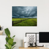 Feld mit Holzzaun Poster (Heimbüro)