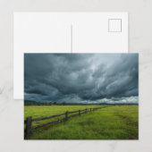 Feld mit Holzzaun Postkarte (Vorne/Hinten)