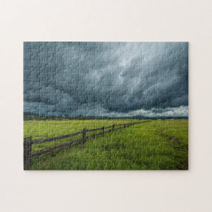 Feld mit Holzzaun Puzzle