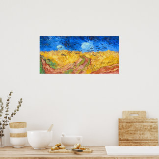 Feld mit Kronen (1890) Van Gogh Landschaft Poster
