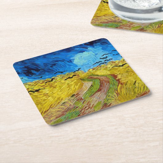 Feld mit Kronen, Van Gogh Rechteckiger Pappuntersetzer (angewinkelt)