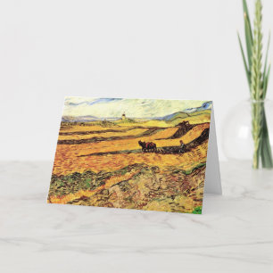 Feld mit Pflüger und Mühle von Vincent van Gogh Karte