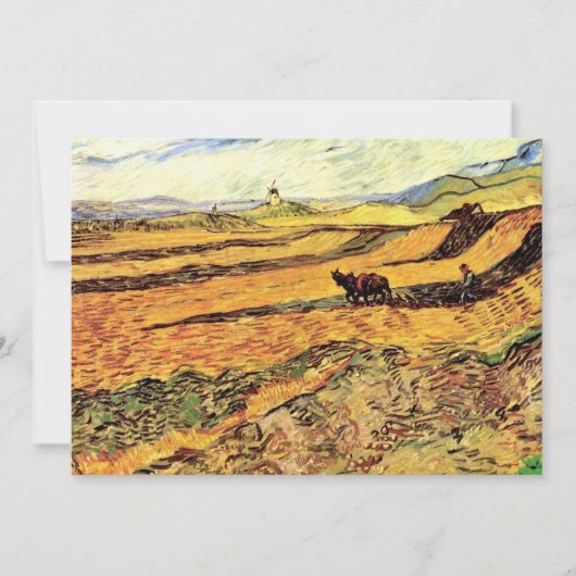Feld mit Plowman und Mill von Vincent van Gogh (Vorderseite)