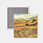 Feld mit Plowman und Mill von Vincent van Gogh Magnet (Vorderseite/Rückseite)