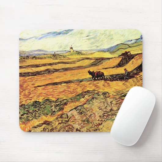 Feld mit Plowman und Mill von Vincent van Gogh Mousepad (Mit Mouse)