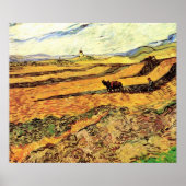 Feld mit Plowman und Mill von Vincent van Gogh Poster (Vorne)