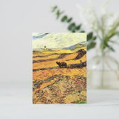 Feld mit Plowman und Mill von Vincent van Gogh Postkarte (Stehend Vorderseite)