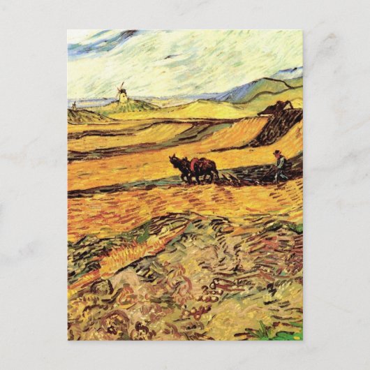 Feld mit Plowman und Mill von Vincent van Gogh Postkarte (Vorderseite)