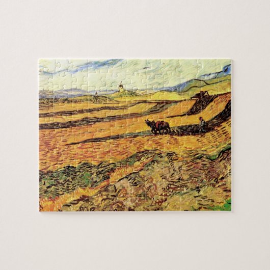 Feld mit Plowman und Mill von Vincent van Gogh Puzzle (Horizontal)