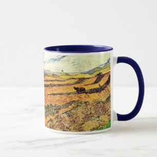 Feld mit Plowman und Mill von Vincent van Gogh Tasse