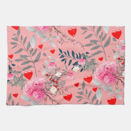Feld mit rosa Blumen Geschirrtuch (Horizontal)