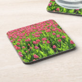 Feld mit rosa Tulpen Getränkeuntersetzer (Linke Seite)