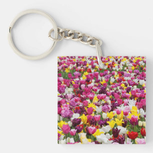 Feld mit Tulpen Schlüsselanhänger