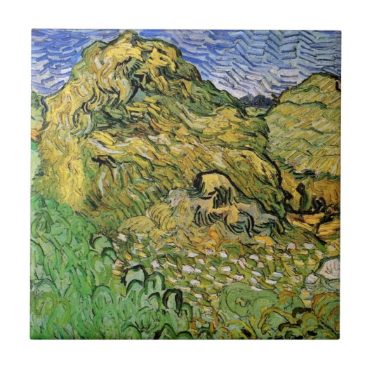 Feld mit Weißstapeln von Vincent van Gogh Fliese (Vorderseite)