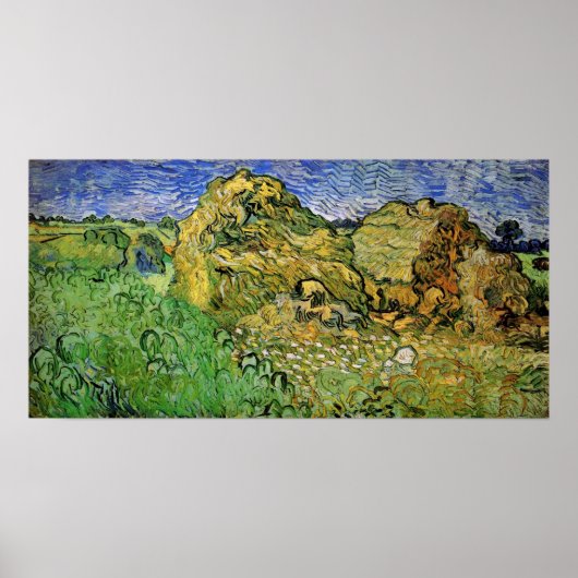 Feld mit Weißstapeln von Vincent van Gogh Poster (Vorne)