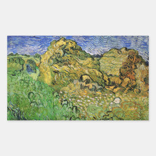 Feld mit Weißstapeln von Vincent van Gogh Rechteckiger Aufkleber