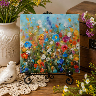 Feld mit Wildblumen Fliese