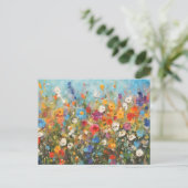 Feld mit Wildblumen Postkarte (Stehend Vorderseite)