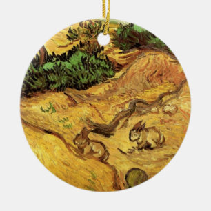 Feld mit zwei Kaninchen von Vincent van Gogh Keramik Ornament