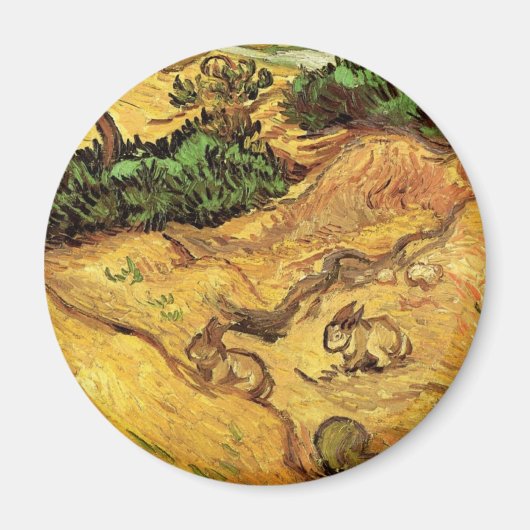 Feld mit zwei Kaninchen von Vincent van Gogh Magnet (Vorne)